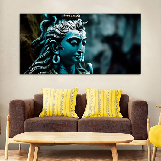 Adiyogi Shiva Statue Premium Canvas Wall Painting