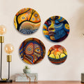 African Tribal Art Premium Wall Plates Painting Set of Four