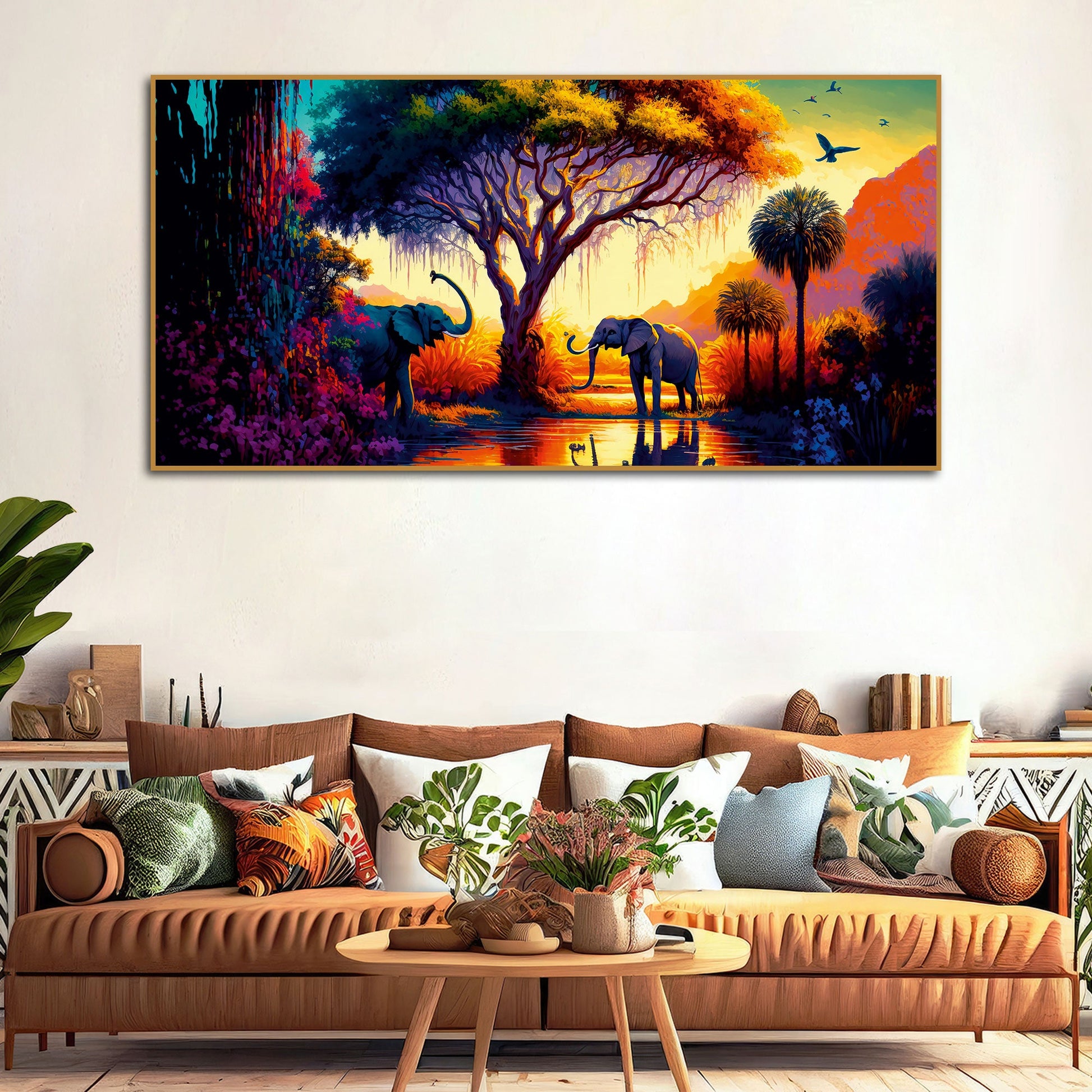 African Tropical Jungle View Canvas Wall Painting