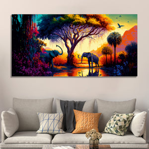 African Tropical Jungle View Canvas Wall Painting