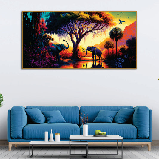 African Tropical Jungle View Canvas Wall Painting