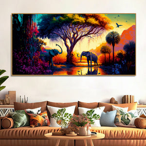 African Tropical Jungle View Canvas Wall Painting