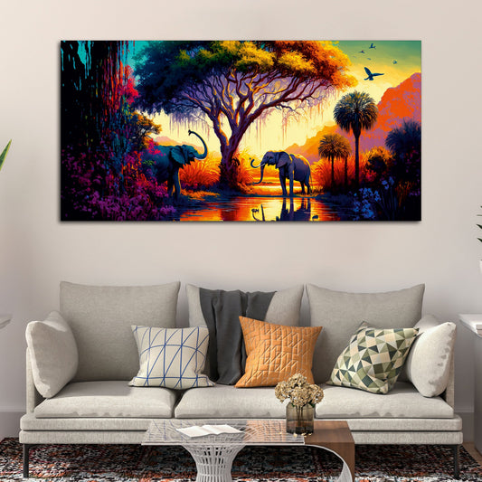 African Tropical Jungle View Canvas Wall Painting