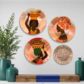 African Women Premium Wall Plates Painting Set of Four