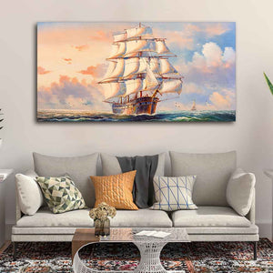 Amazing Sailing Ship Wall Painting