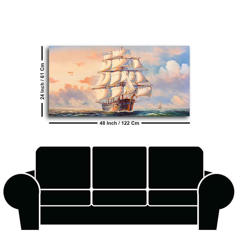 Amazing Sailing Ship Wall Painting