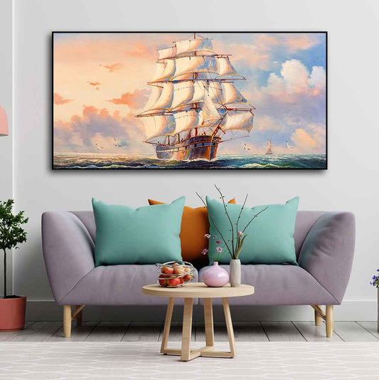 Amazing Sailing Ship Wall Painting