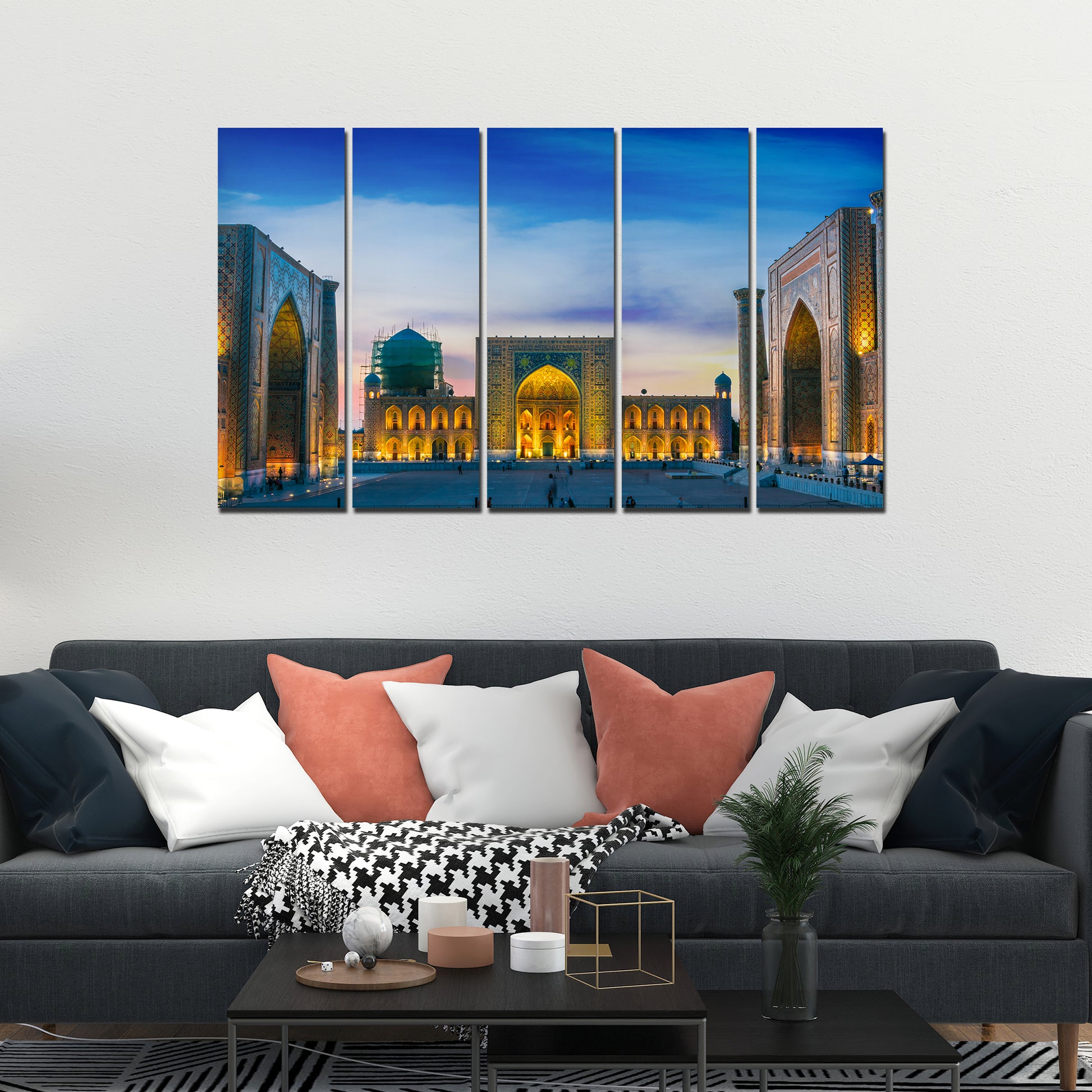 Canvas Islamic Wall Painting of Ancient City Samarkand Set of 5