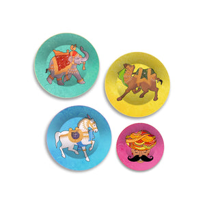 Animal's Ride Premium Wall Plates Painting Set of Four