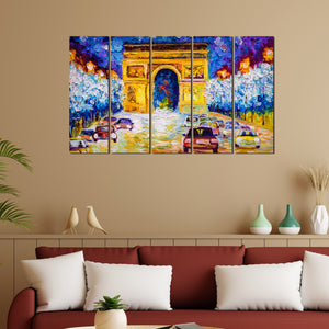 Arc de Triomphe Canvas Wall Painting Set of Five