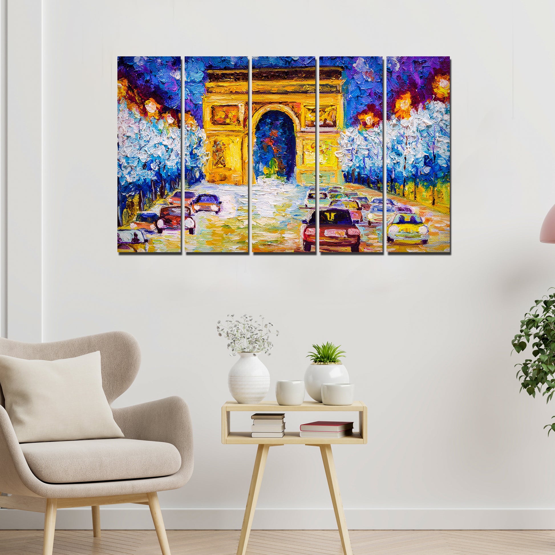 Arc de Triomphe Canvas Wall Painting Set of Five