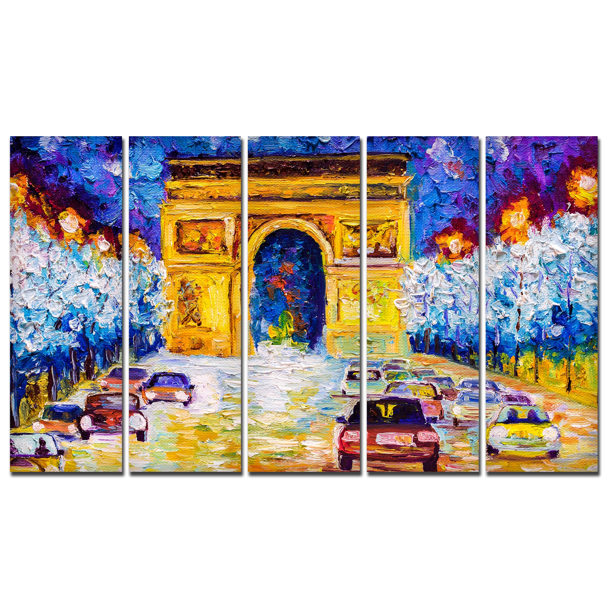 Arc de Triomphe Canvas Wall Painting Set of Five