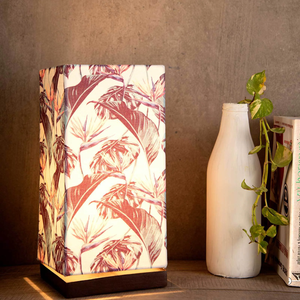 Artistic Birds Of Paradise Multicolor Printed Table Lamp with Wooden Finish Base