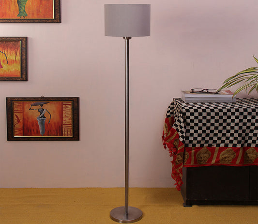 Artistic Grey Color Drum Shaped Designer Steel Floor Lamp