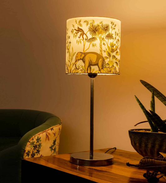 Artistic Jungle Shade Table Lamp with Silver Finish Base