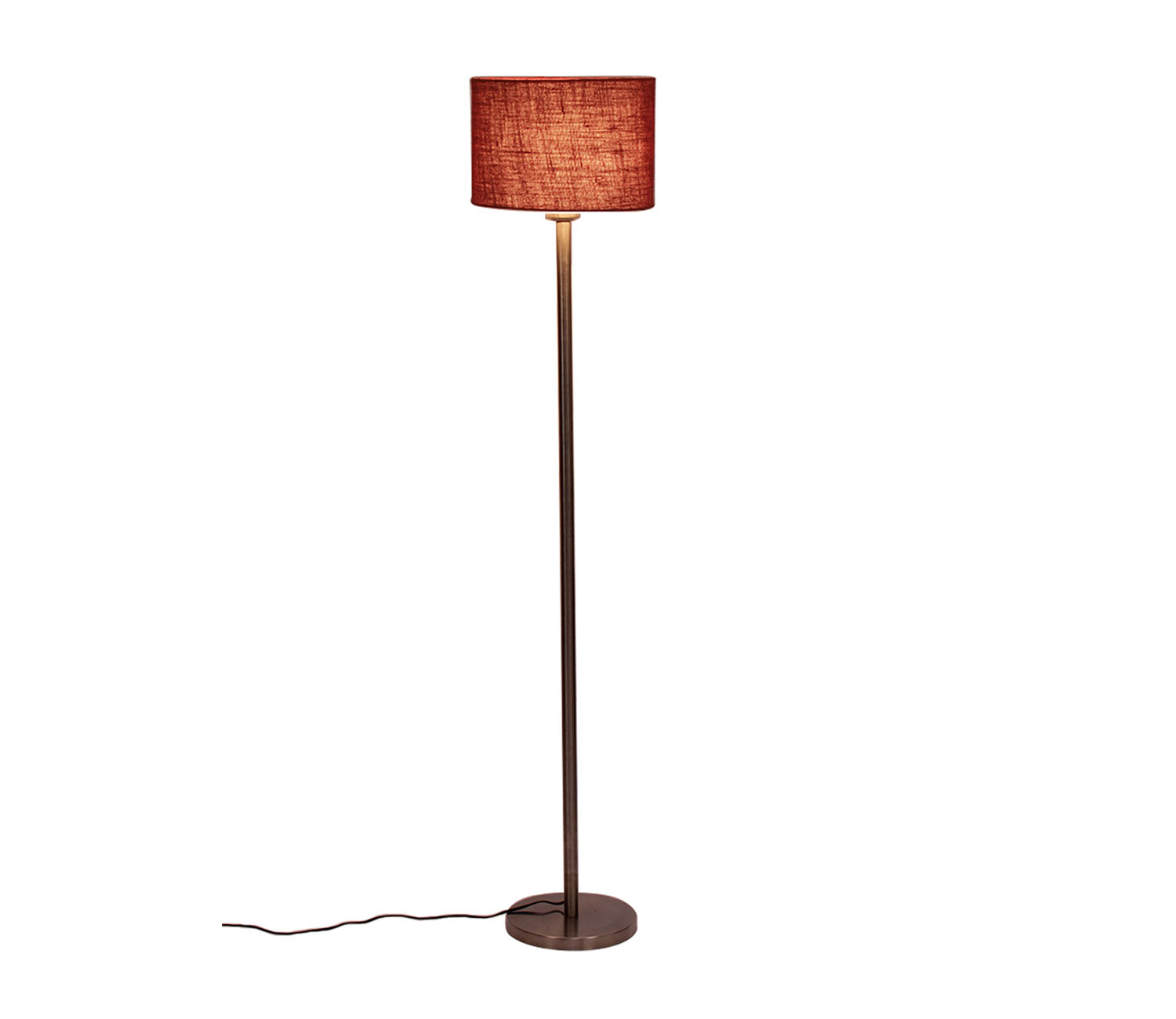 Artistic Maroon Color Drum Shaped Designer Steel Floor Lamp