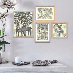 Artistic Modern Deer Line Art Wall Frame Set of Four