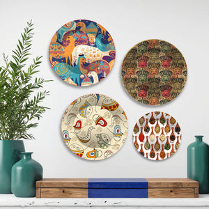 Artistic Pattern Premium Wall Plates Painting Set of Four