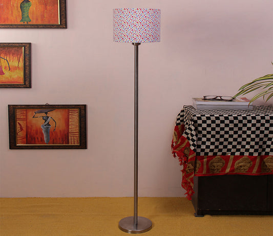 Artistic Peach Color Drum Shaped Designer Steel Floor Lamp