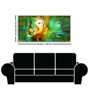 Auspicious Ganesh with Shiva lingam Canvas Wall Painting