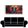 Auspicious Lord Ganesh Golden Adornments Fiery Canvas Wall Painting