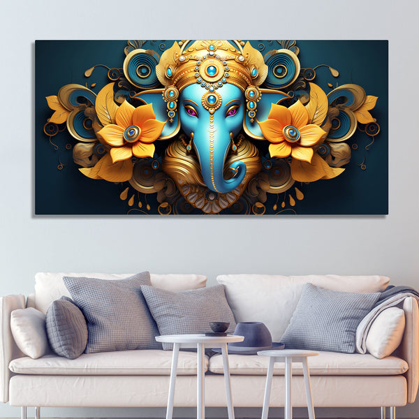 Auspicious Vighnaharta Ganesha Canvas Wooden Wall Painting