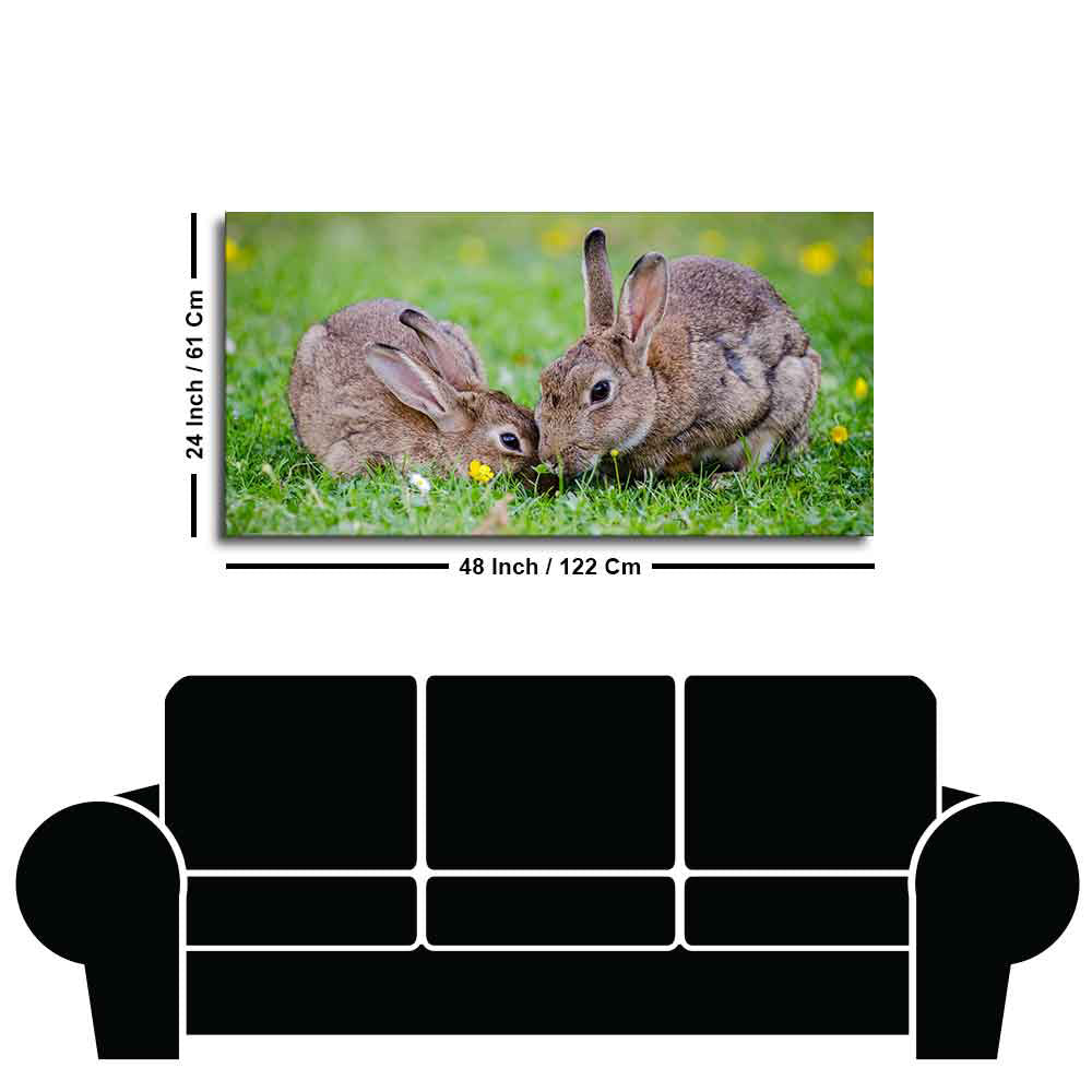 Baby Bunnies in Garden Canvas Wall Painting