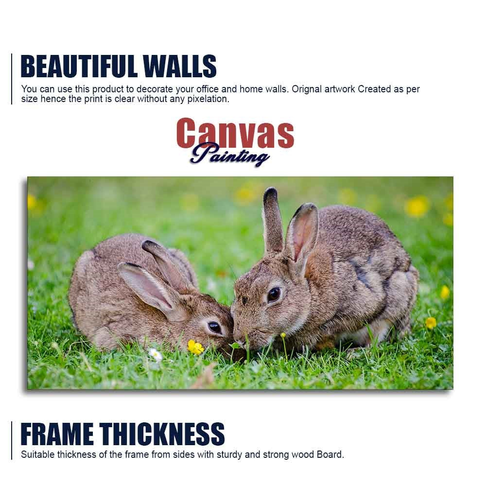 Baby Bunnies in Garden Canvas Wall Painting