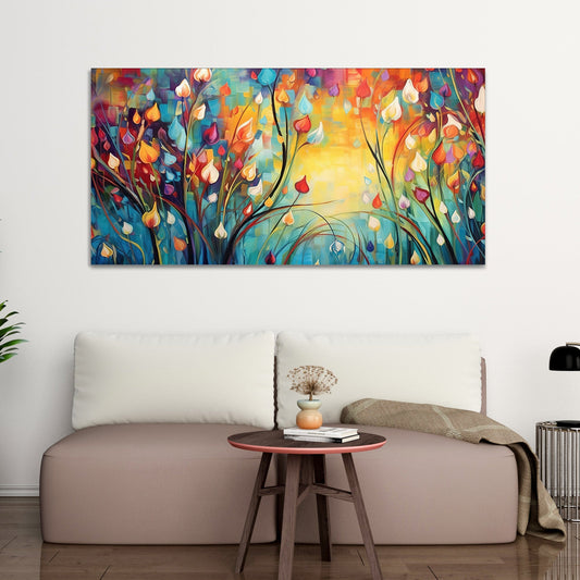 Beautiful Abstract Art of Colorful Flowers Canvas Wall Painting