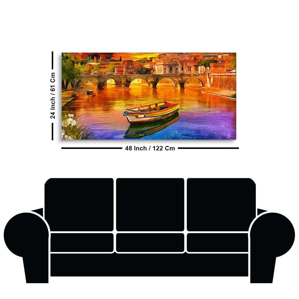 Beautiful Abstract Lake Scenery Canvas Wall Painting