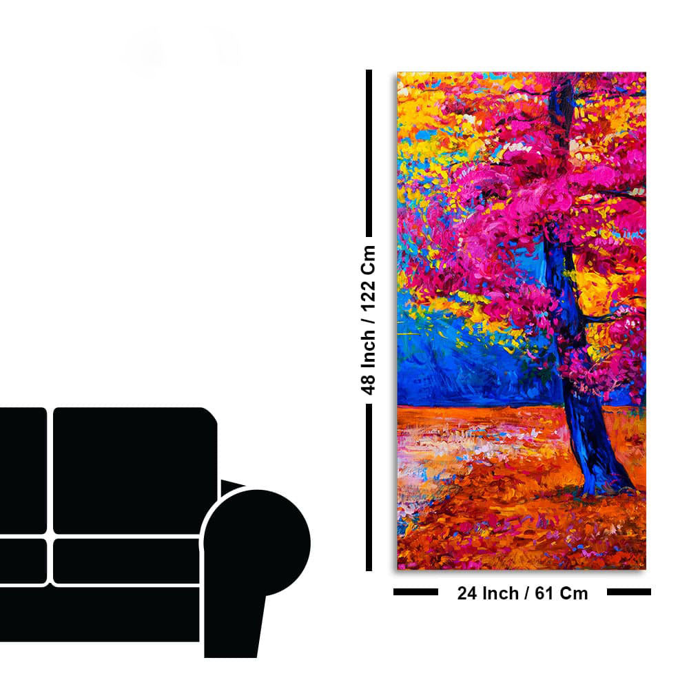 Beautiful Autumn Season Colorful Trees Wall Painting