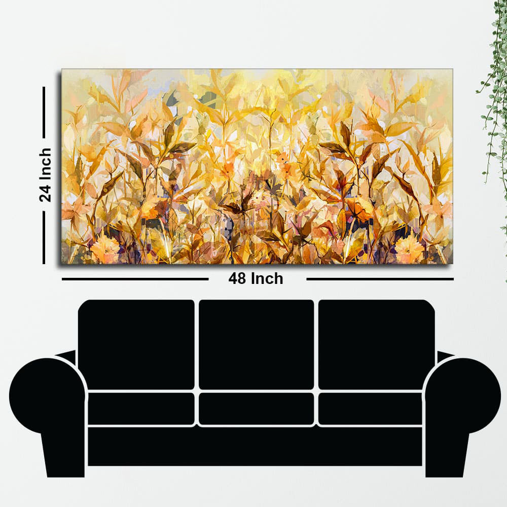 Beautiful Autumn Season with Yellow Leaves Canvas Wall Painting