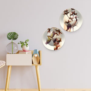 Beautiful Birds Design Art Hanging Plates of Two Pieces