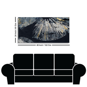 Beautiful Black Background with Golden Textured Abstract Canvas Wall Painting