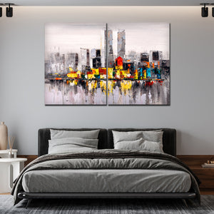 Beautiful City View Canvas Wall Painting of 2 Pieces