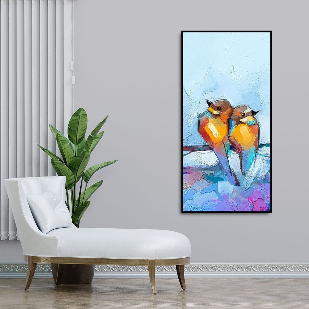 Beautiful Couple Birds Premium Canvas Wall Painting