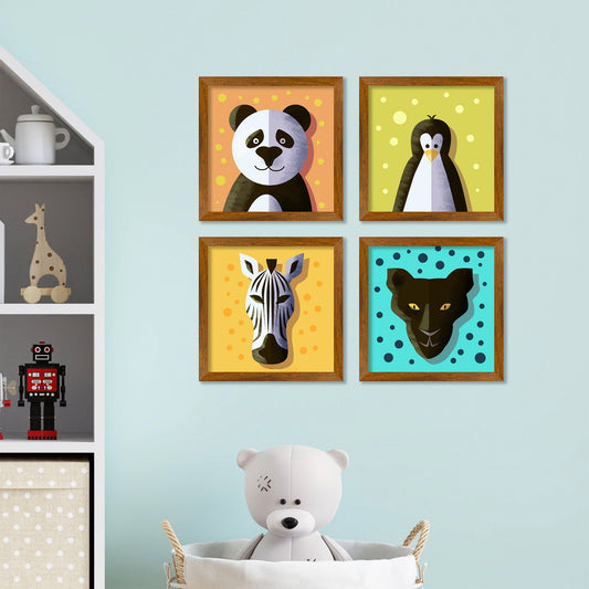 Beautiful Decorative Face Art for Kids Wall Frame Set of Four