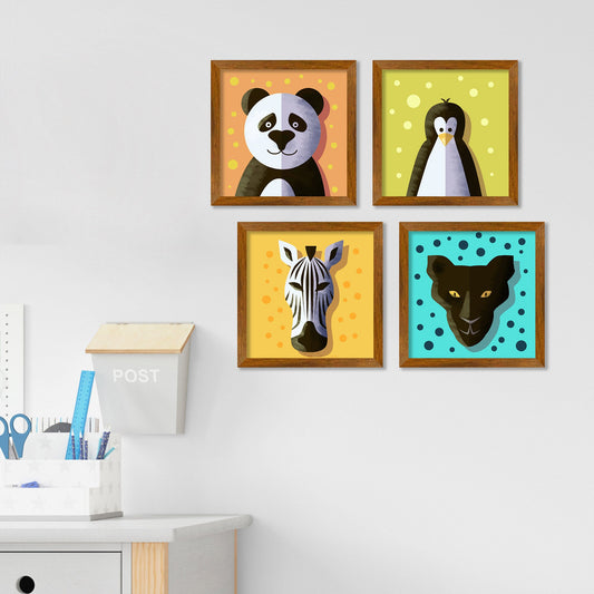 Beautiful Decorative Face Art for Kids Wall Frame Set of Four