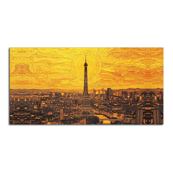 Beautiful Eiffel Tower Skyline View Canvas Wall Painting