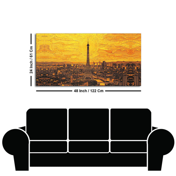Beautiful Eiffel Tower Skyline View Canvas Wall Painting