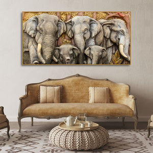 Beautiful Elephant Native Thai style Molding art wall Painting