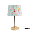 Beautiful Flower Art Drum Shaped Table Lamp with Wood Base