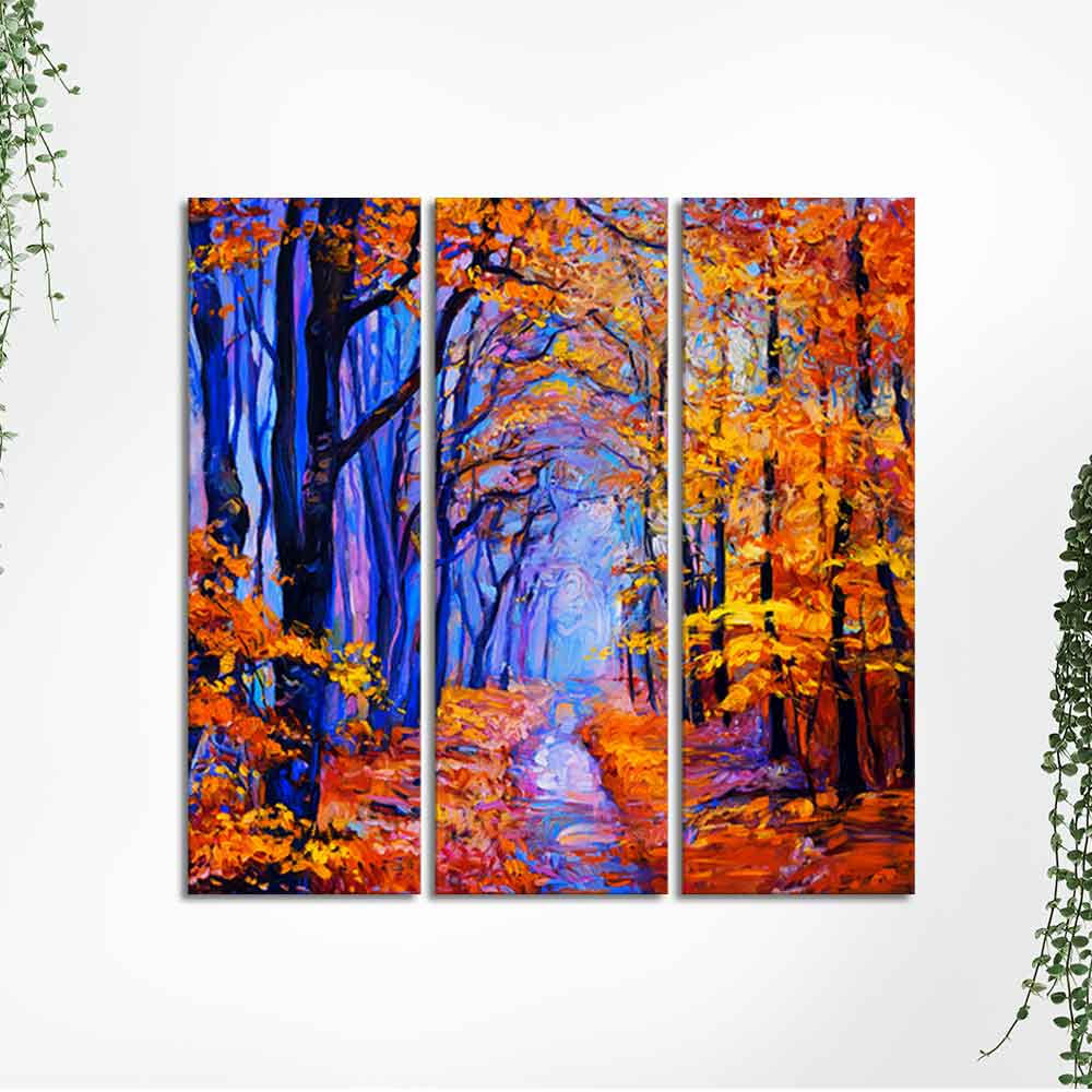 Beautiful Forest Canvas Wall Painting Set of 3