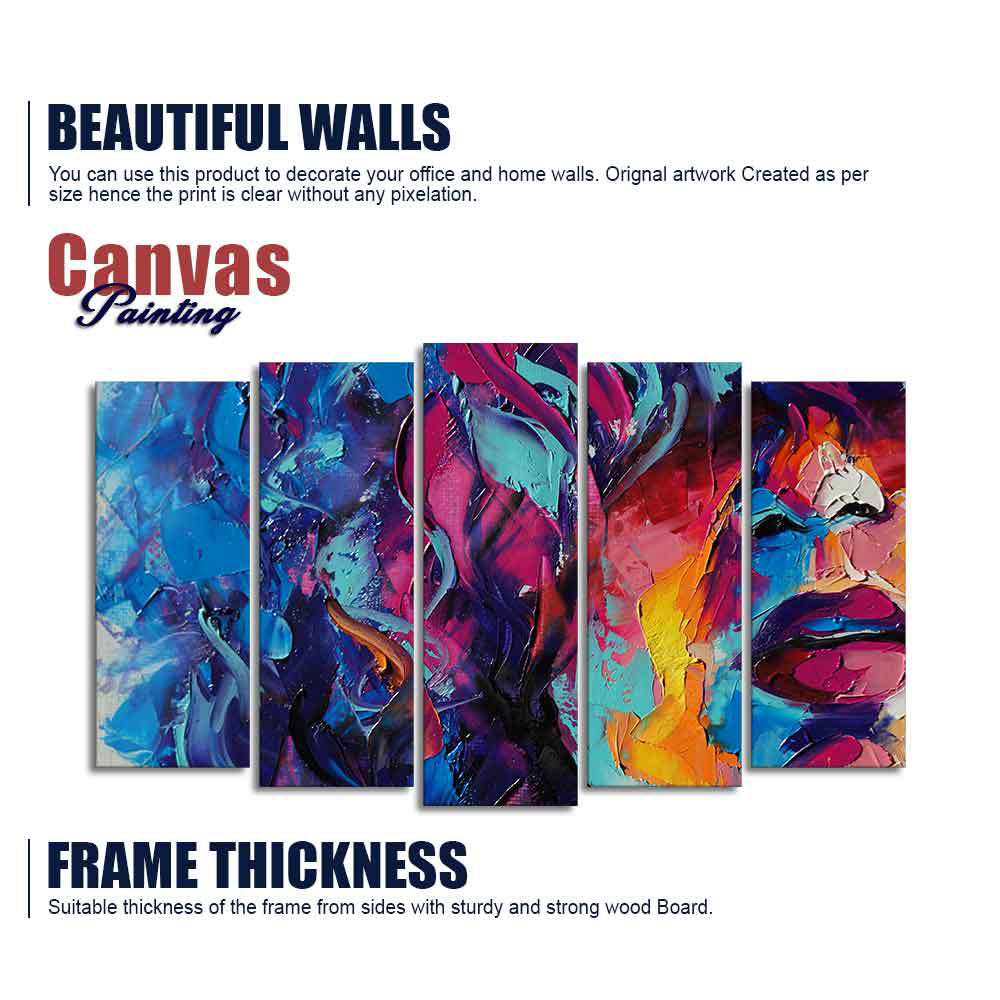 Beautiful Girl Abstract Art wall Painting of Five Pieces