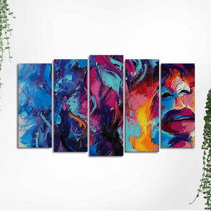 Beautiful Girl Abstract Art wall Painting of Five Pieces