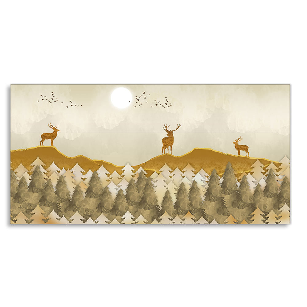 Beautiful Golden Deers Premium Canvas Wall Painting