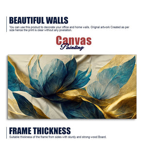 Beautiful Golden Flower and Waves Canvas Wall Painting