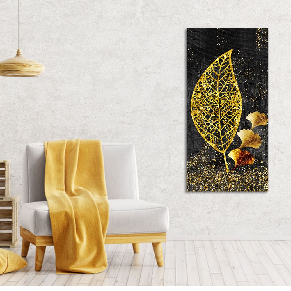 Beautiful Golden Ginkgo Leaf Canvas Wall Painting