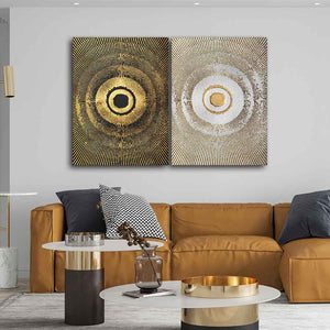 Beautiful Golden Pattern Canvas Wall Painting of Two Pieces