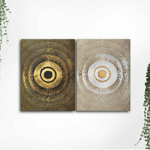 Beautiful Golden Pattern Canvas Wall Painting of Two Pieces